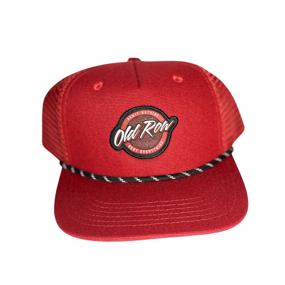 Old Row Logo Rope Trucker Hat Red Snapback Baseball Cap Adult One Size NWT